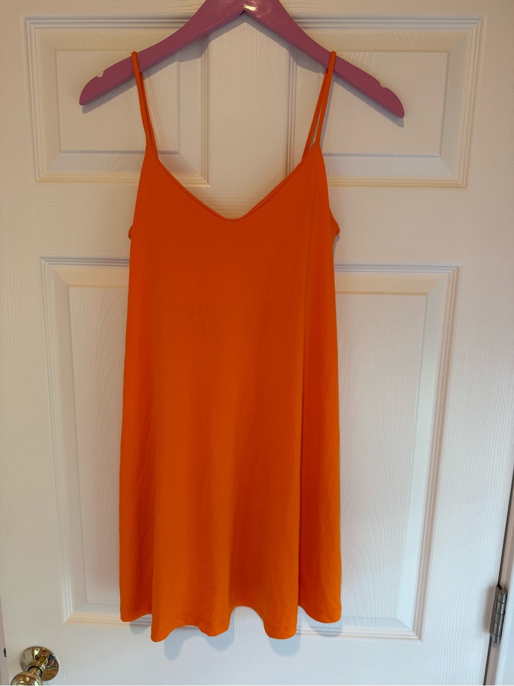 Susana Monaco Orange Slip Mini Dress with Spaghetti Straps